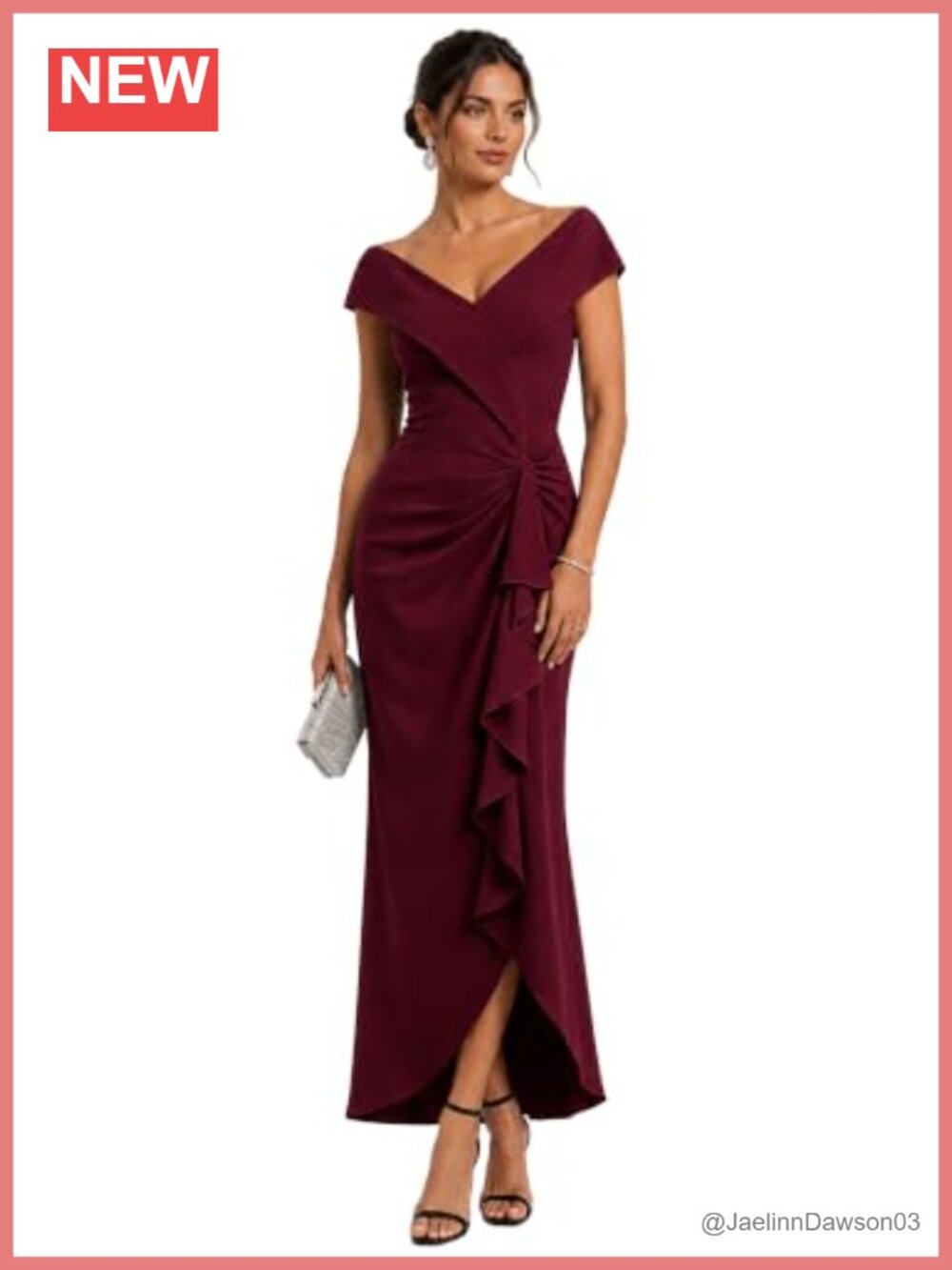Women's Cap Sleeve Crepe Semi Formal Wedding Guest Dress High Low Mermaid